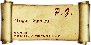 Pleyer György névjegykártya