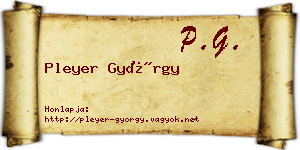 Pleyer György névjegykártya